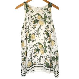 GUC Max Studio Sleeveless Floral Ivory Trapeze Blouse Size Small